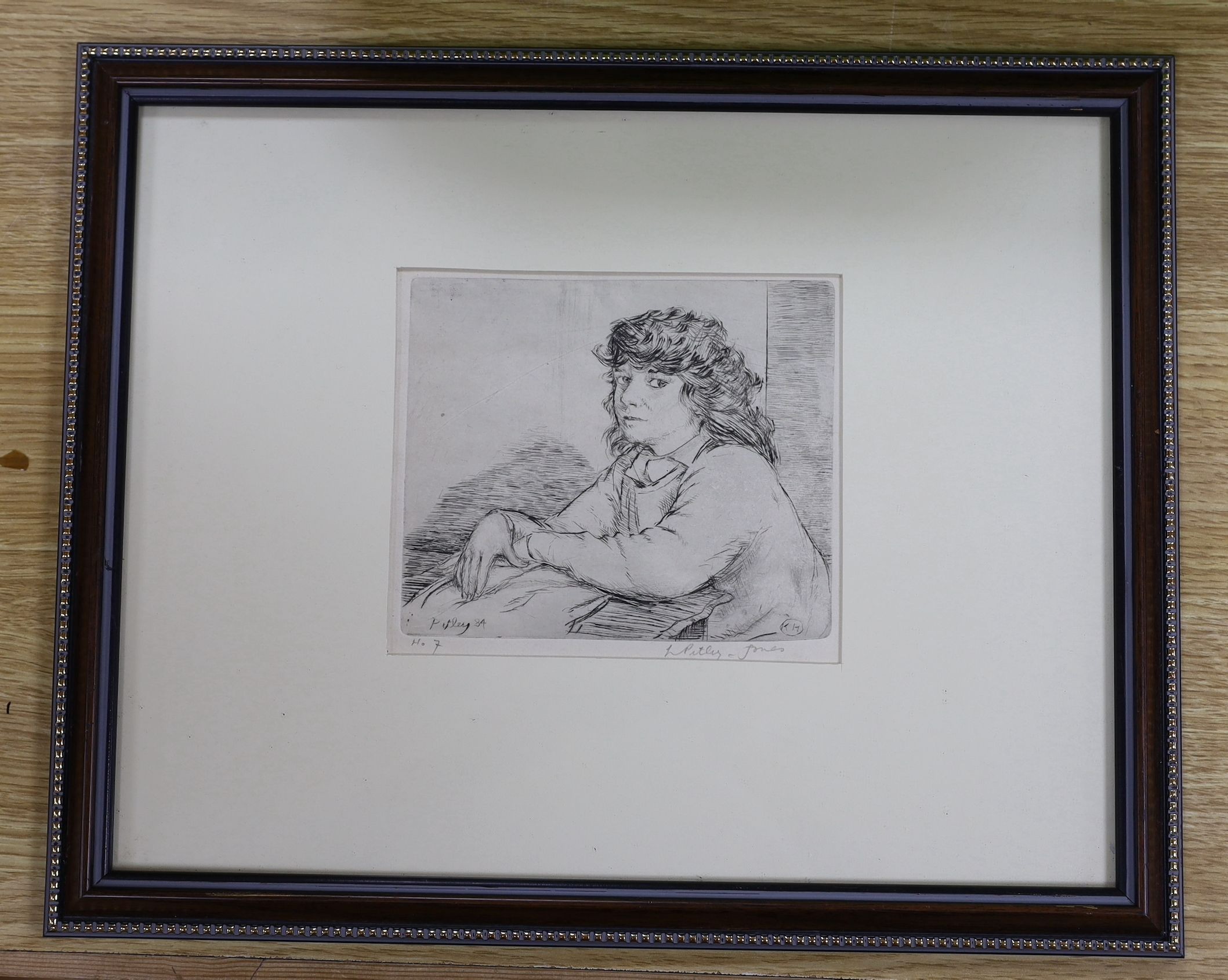 Llewelyn Petley Jones (1908-1986), etching, Portrait of a lady, signed in pencil, 13 x 15cm